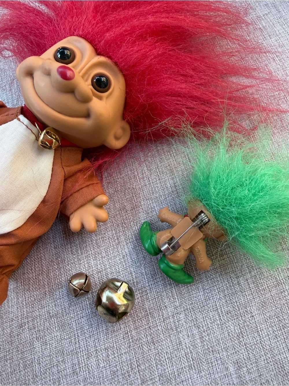 Russ Christmas Troll Doll Reindeer Costume Red Hair Holiday Bundle